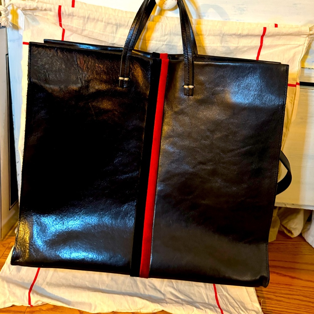 CLARE V LEATHER TOTE  - original line